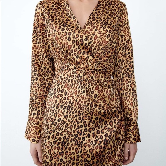 ZARA SATIN EFFECT PRINT DRESS LEOPARD - Picture 7 of 12